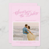 Classy Pastel Pink Elegantes Skript Save the Date (Vorne/Hinten)