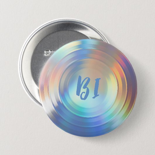 Classy Pastel Rainbow Unicorn Holographic Bisexual Button (Vorne & Hinten)