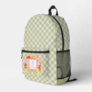 Classy Pastel Spring Green Gingham Karo Pattern Bedruckter Rucksack