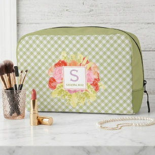 Classy Pastel Spring Green Gingham Karo Pattern Waschbeutel