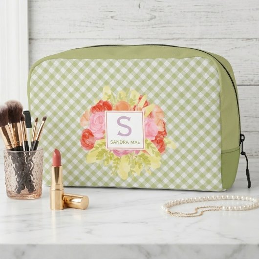 Classy Pastel Spring Green Gingham Karo Pattern Waschbeutel