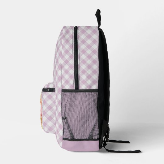 Classy Pastel Violet Pink Gingham Karo Pattern Bedruckter Rucksack (Rechts)