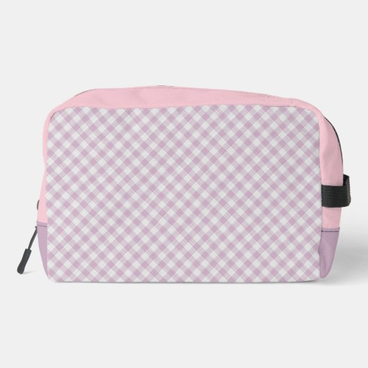 Classy Pastel Violet Pink Gingham Karo Pattern Waschbeutel (Rückseite)