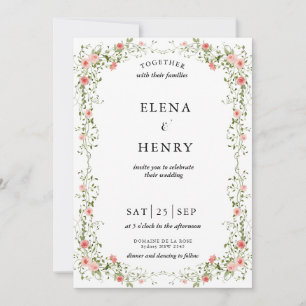 Classy Pastel Wildblume Secret Garden Wedding Einladung