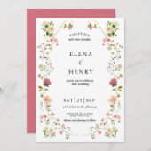 Classy Pastel Wildblume Secret Garden Wedding Einladung (Vorne/Hinten)