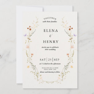 Classy Pastel Wildblume Secret Garden Wedding Einladung