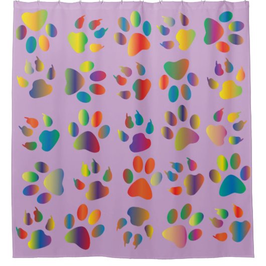 Classy Pawprints Hunde Katze Tierspuren Duschvorhang (Vorderseite)