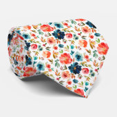 Classy Peach Pink Blue Watercolor Rose Neck Tie Krawatte (Gerollt)