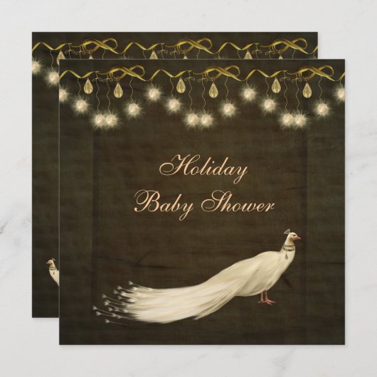 Classy Peacock Neutral Weihnachtsdusche Einladung (Vorne/Hinten)