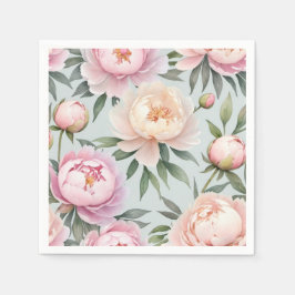 Classy Peony Wedding Napkins Serviette