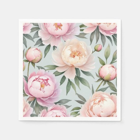 Classy Peony Wedding Napkins Serviette (Vorderseite)