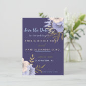 Classy Periwinkle Anemone Save the Date Einladung (Stehend Vorderseite)