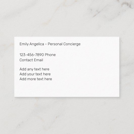 Classy Personal Concierge Beruflich Visitenkarte (Rückseite)
