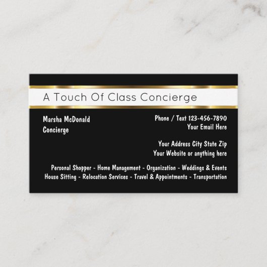 Classy Personal Concierge Businesscards Terminkarte (Vorderseite)