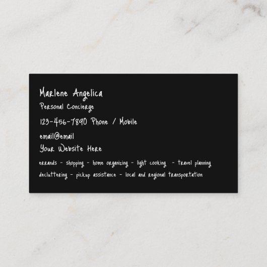 Classy Personal Concierge Services Visitenkarte (Rückseite)