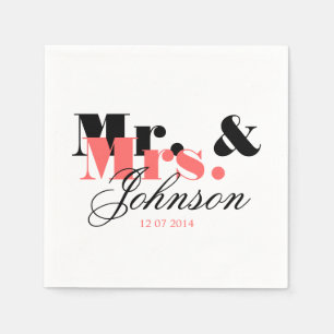 Classy personalisiert Mr. and Mrs. wedding napkins Serviette
