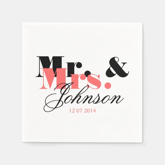 Classy personalisiert Mr. and Mrs. wedding napkins Serviette (Vorderseite)