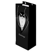 Classy Personalisiert Tuxedo Geschenktüte Für Weinflaschen (Rückseite Schrägansicht)