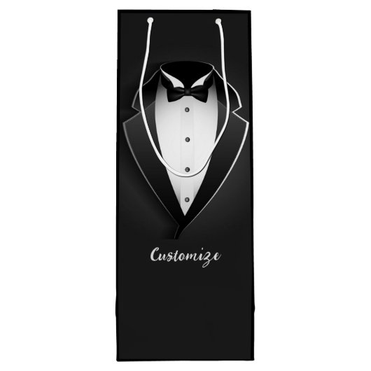 Classy Personalisiert Tuxedo Geschenktüte Für Weinflaschen (Rückseite)