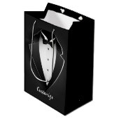 Classy Personalisiert Tuxedo Mittlere Geschenktüte (Vorderseite Schrägansicht)