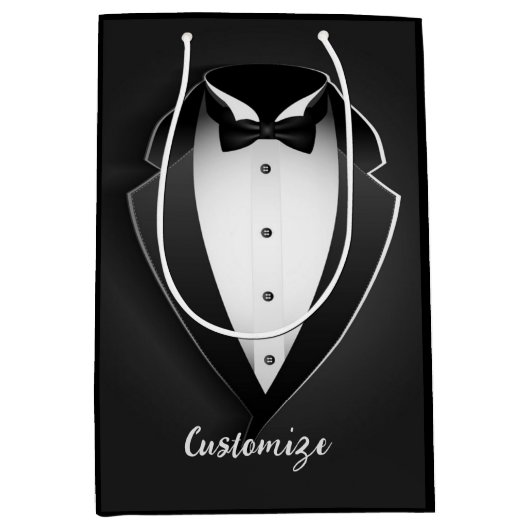 Classy Personalisiert Tuxedo Mittlere Geschenktüte (Vorderseite)