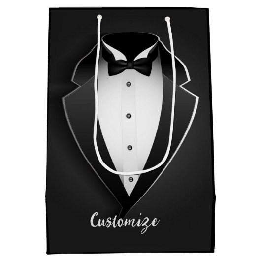 Classy Personalisiert Tuxedo Mittlere Geschenktüte (Rückseite)