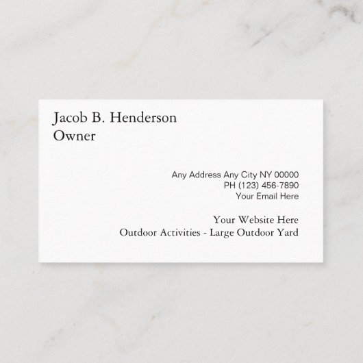 Classy Pet Kennel Visitenkarte (Rückseite)