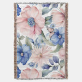 Classy Pink & Blue Blume Bunch Decke (Vorderseite Vertikal)