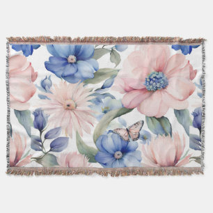 Classy Pink & Blue Blume Bunch Decke