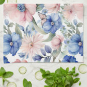 Classy Pink & Blue Blume Bunch Geschirrtuch (Gefaltet)