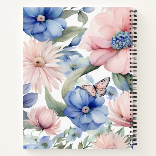 Classy Pink & Blue Blume Bunch Notizblock (Rückseite)