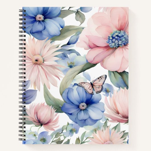 Classy Pink & Blue Blume Bunch Notizblock (Vorderseite)