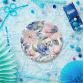 Classy Pink & Blue Blume Bunch Pappteller (Party)