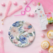 Classy Pink & Blue Blume Bunch Pappteller (Party)