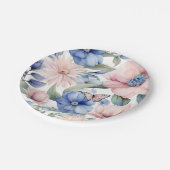 Classy Pink & Blue Blume Bunch Pappteller (Schrägansicht)