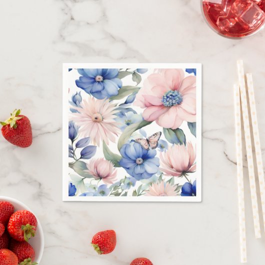 Classy Pink & Blue Blume Bunch Serviette (Beispiel)