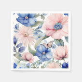 Classy Pink & Blue Blume Bunch Serviette (Vorderseite)