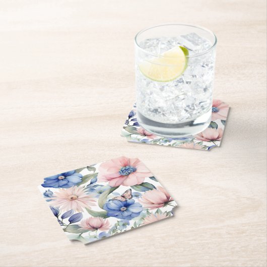 Classy Pink & Blue Blume Bunch Untersetzer (Vor Ort)