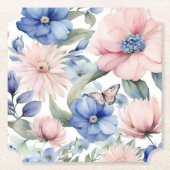 Classy Pink & Blue Blume Bunch Untersetzer (Vorderseite)