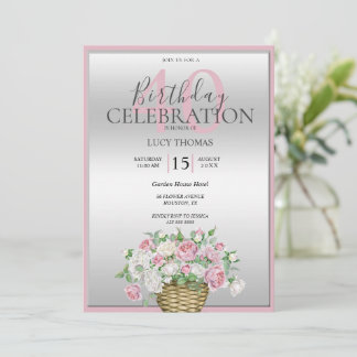 Classy Pink Blume Bouquet Dekoration Geburtstag Einladung
