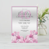 Classy Pink Blume Dekoration Geburtstag Einladung (Stehend Vorderseite)