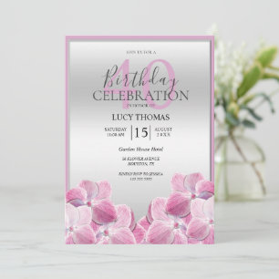 Classy Pink Blume Dekoration Geburtstag Einladung