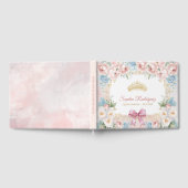 Classy Pink Bow Floral Quinceanera Custom Gästebuch (Voll)