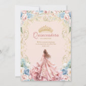 Classy Pink Bow Floral Quinceanera Save the Date Ankündigung (Rückseite)