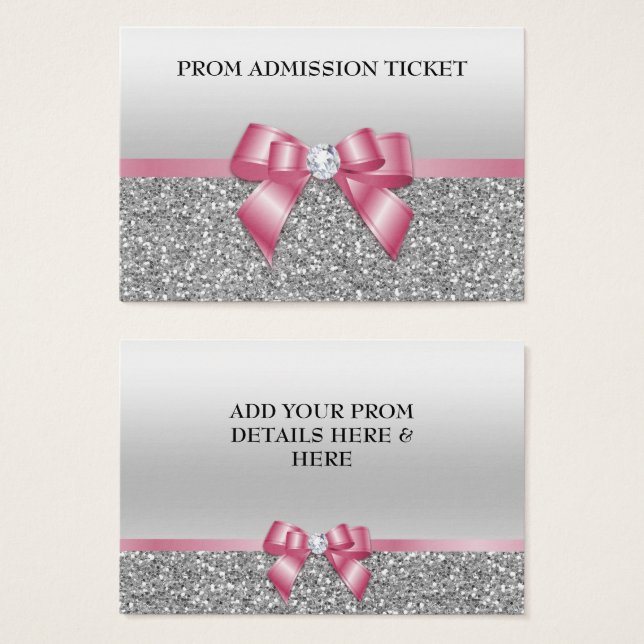 Classy Pink Bow & Silver Glitzer Prom Eintritt (Vorne & Hinten)