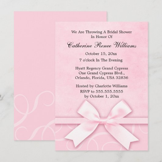 Classy Pink Bridal Dusche Einladung (Vorne/Hinten)