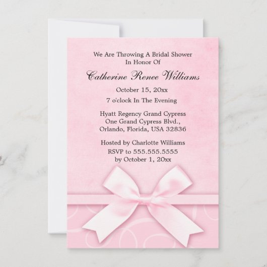 Classy Pink Bridal Dusche Einladung (Vorderseite)