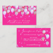 Classy Pink Confetti Flying Balloon Party Style Visitenkarte (Vorne/Hinten)