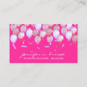 Classy Pink Confetti Flying Balloon Party Style Visitenkarte (Vorderseite)