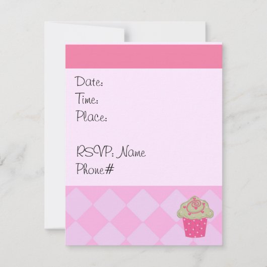 Classy Pink Cupcake zum Geburtstag Einladung (Rückseite)